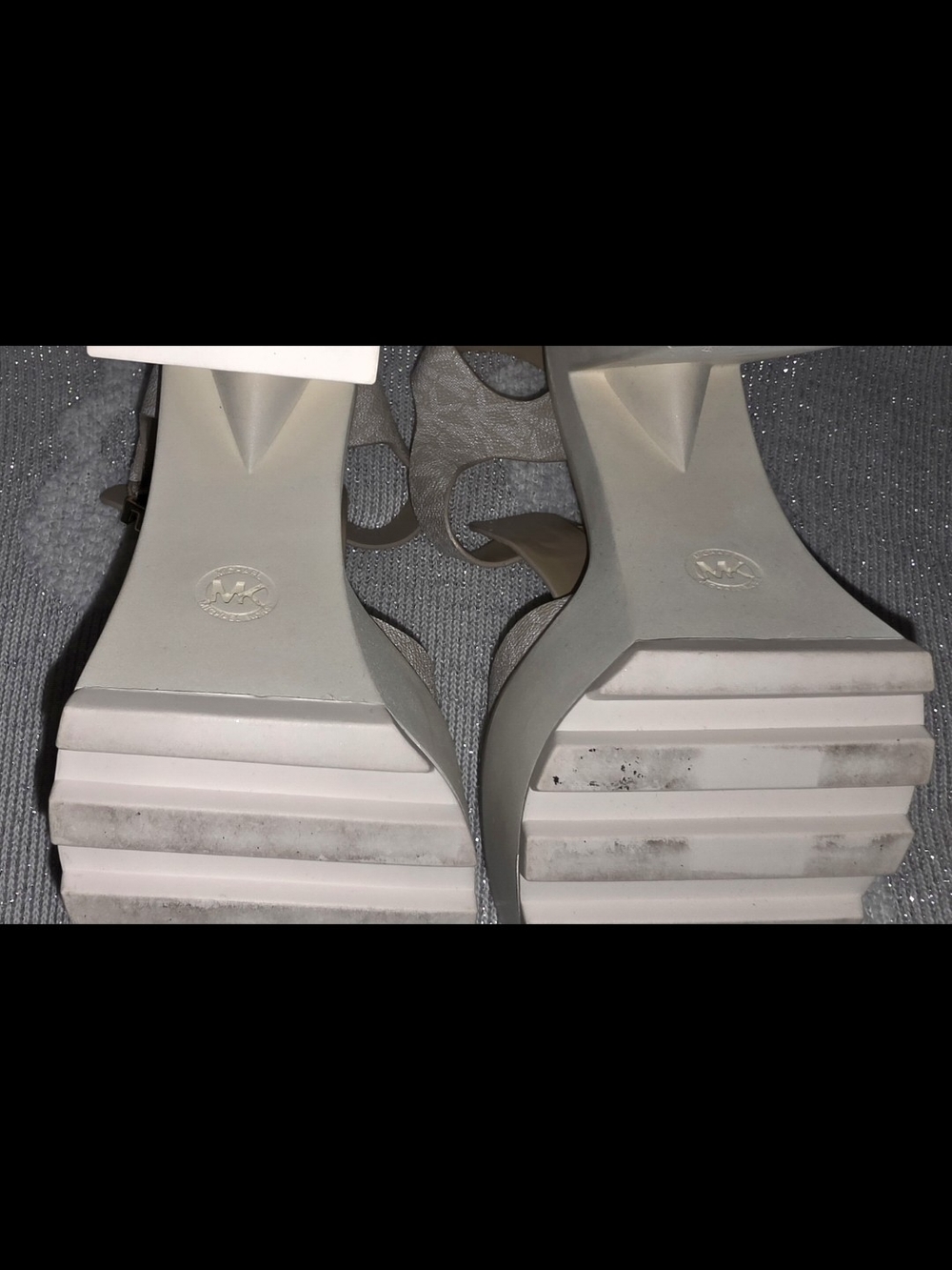 *Like New*Michael Kors Cream Logo Platform Slingback Sandals - Picture 5 of 5
